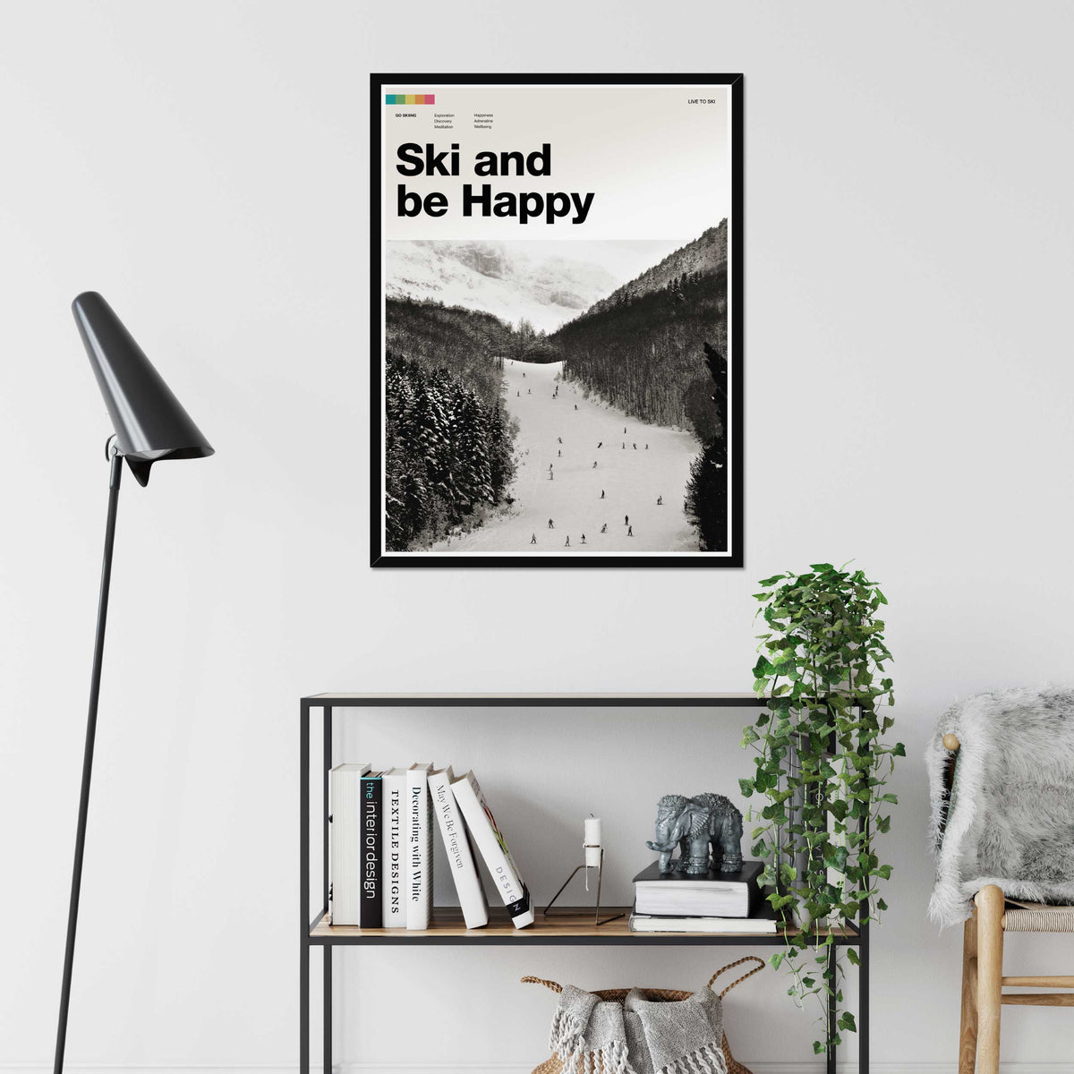 Ski and Be Happy Art Print - TrailMaps