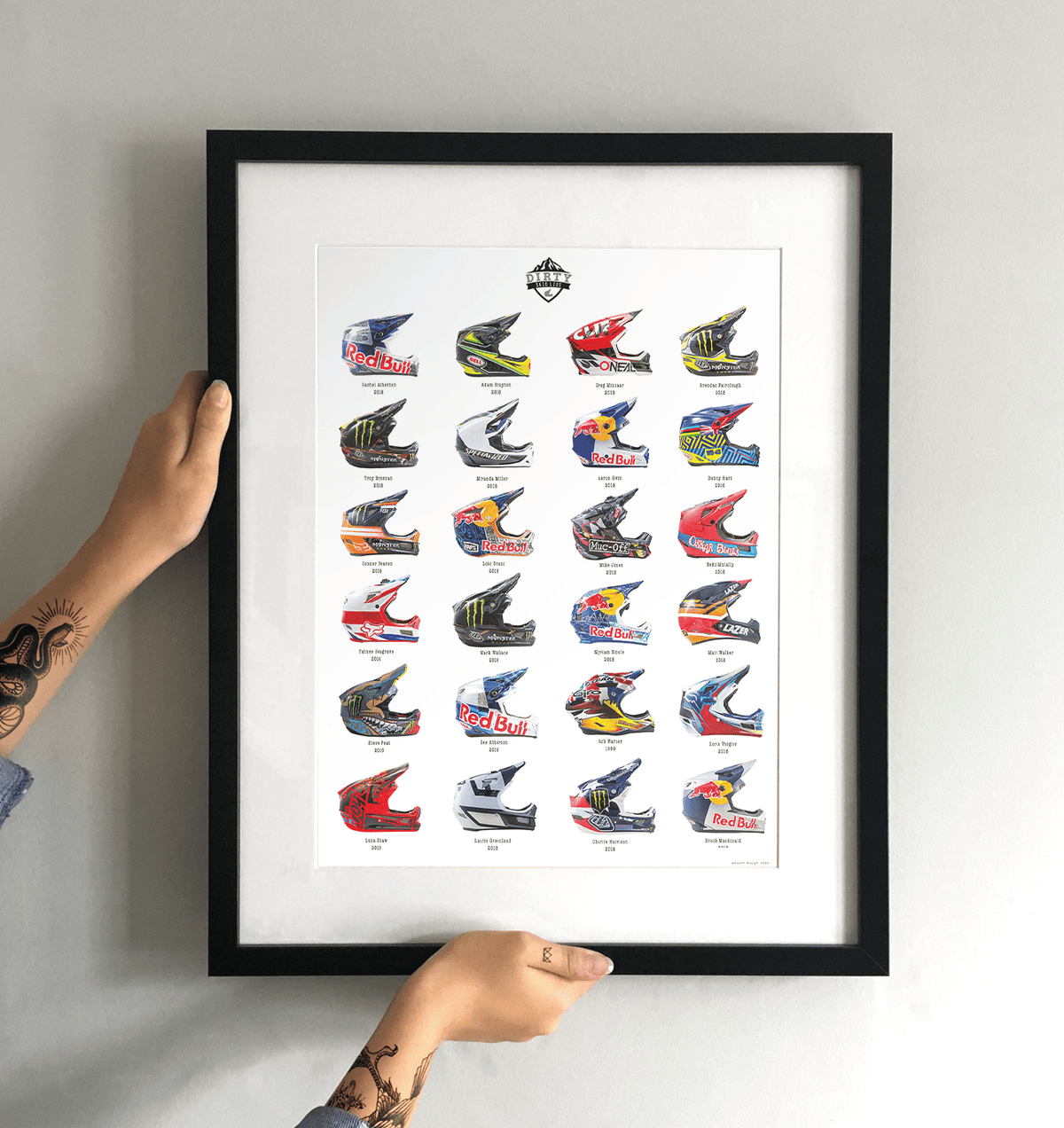 Skid Lids' Mountain Bike Helmets Art Print - TrailMaps