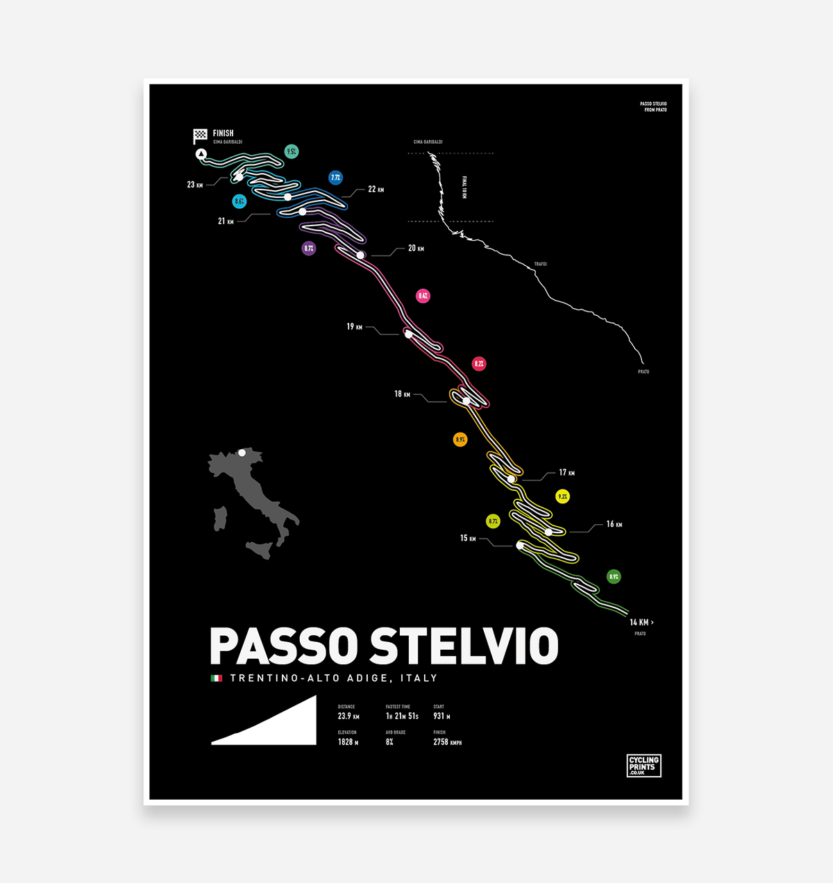 Stelvio Pass | Art Print - TrailMaps.co.uk