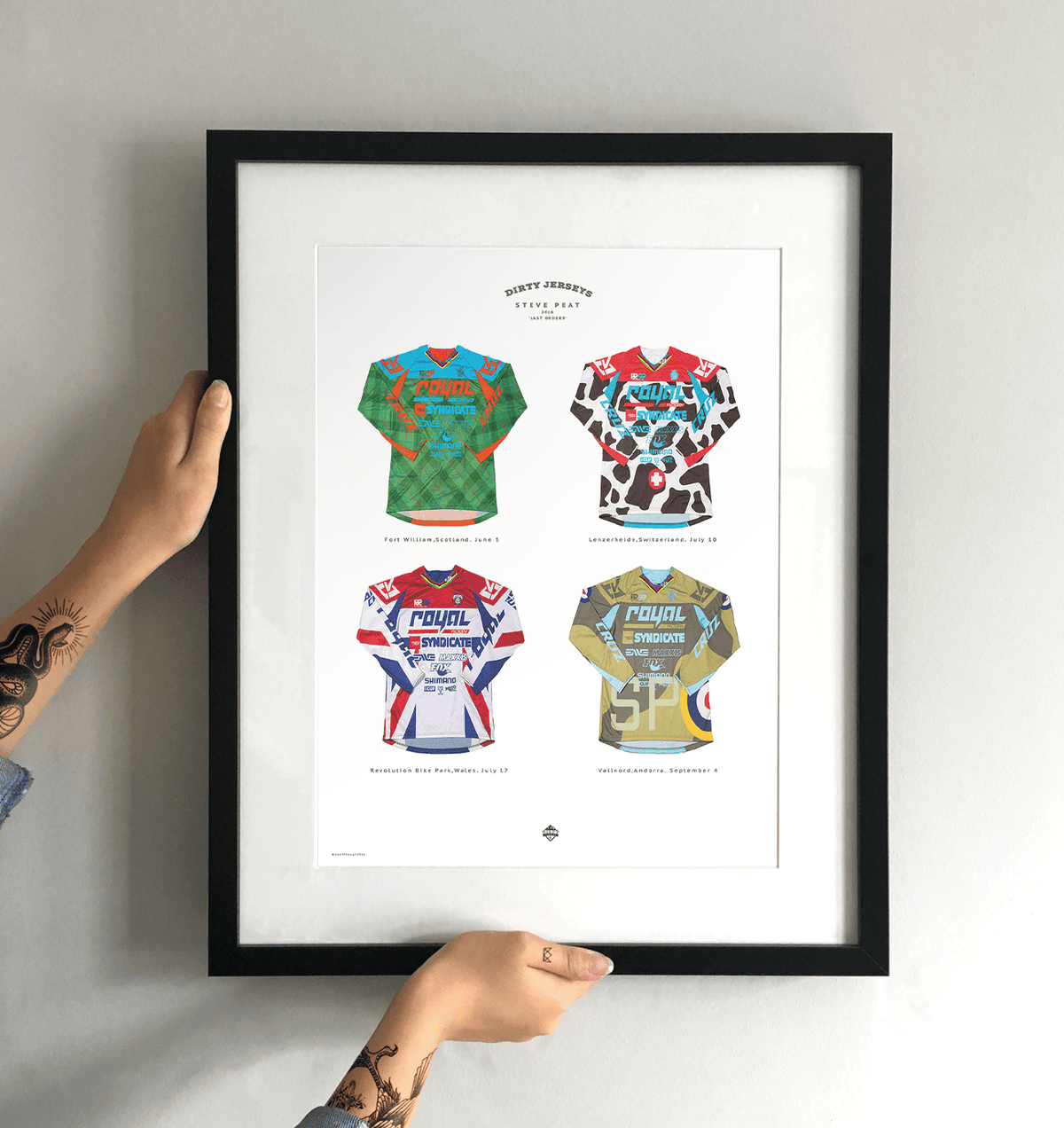 Steve Peat' Mountain Bike Jerseys Art Print - TrailMaps