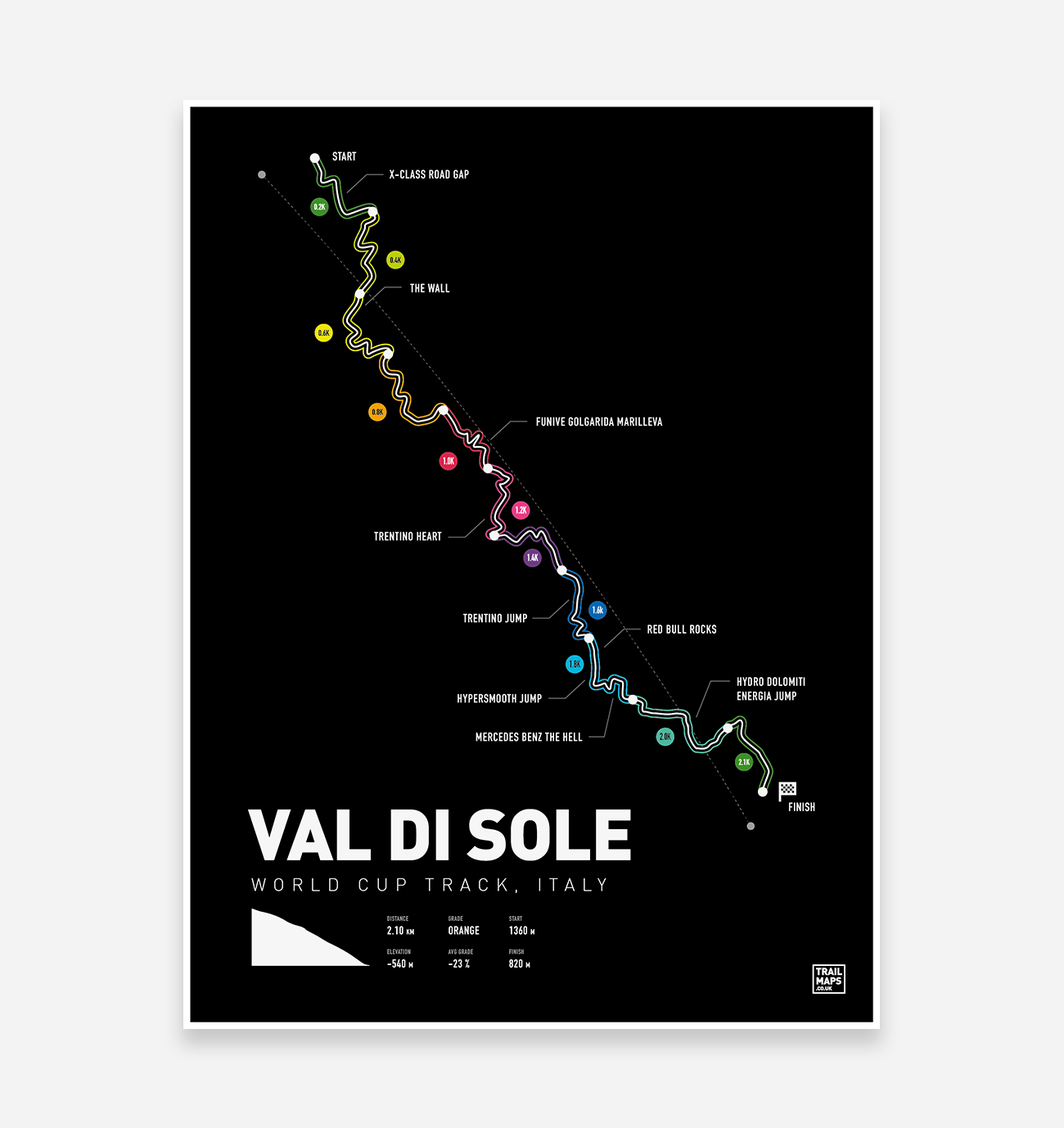 Val Di Sole World Cup Art Print - TrailMaps.co.uk
