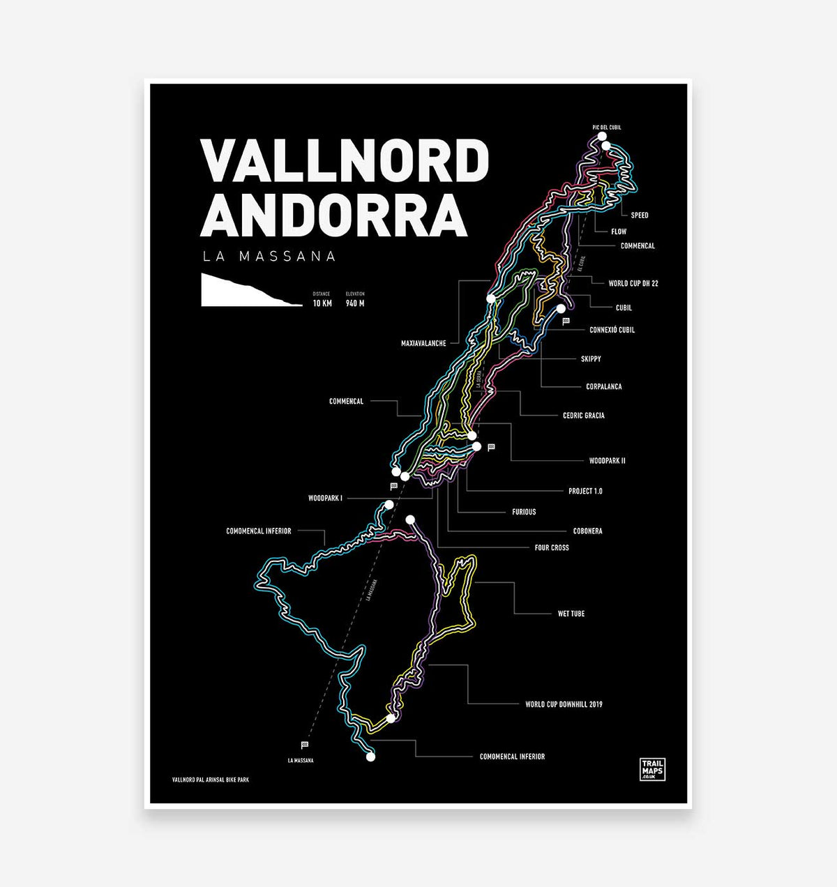 Vallnord Andorra Art Print - TrailMaps