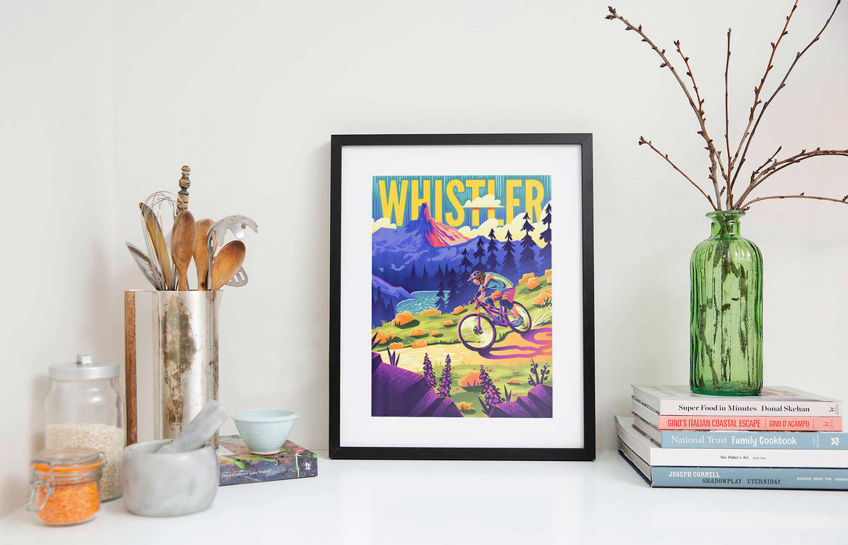 Whistler Mountain Biking Travel Art Print - TrailMaps