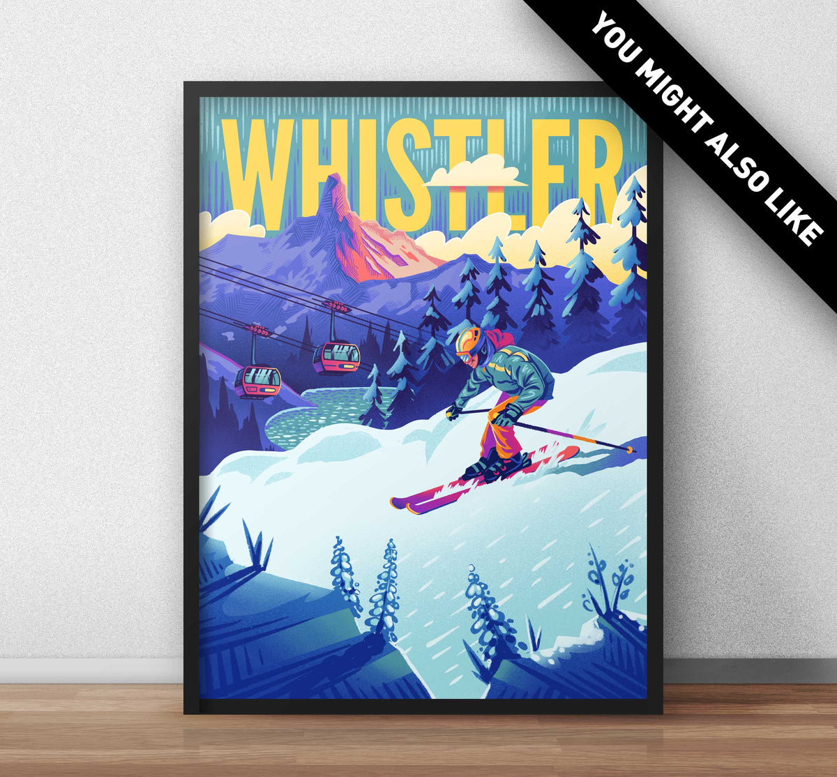 Whistler Snowboarder Travel Art Print - TrailMaps