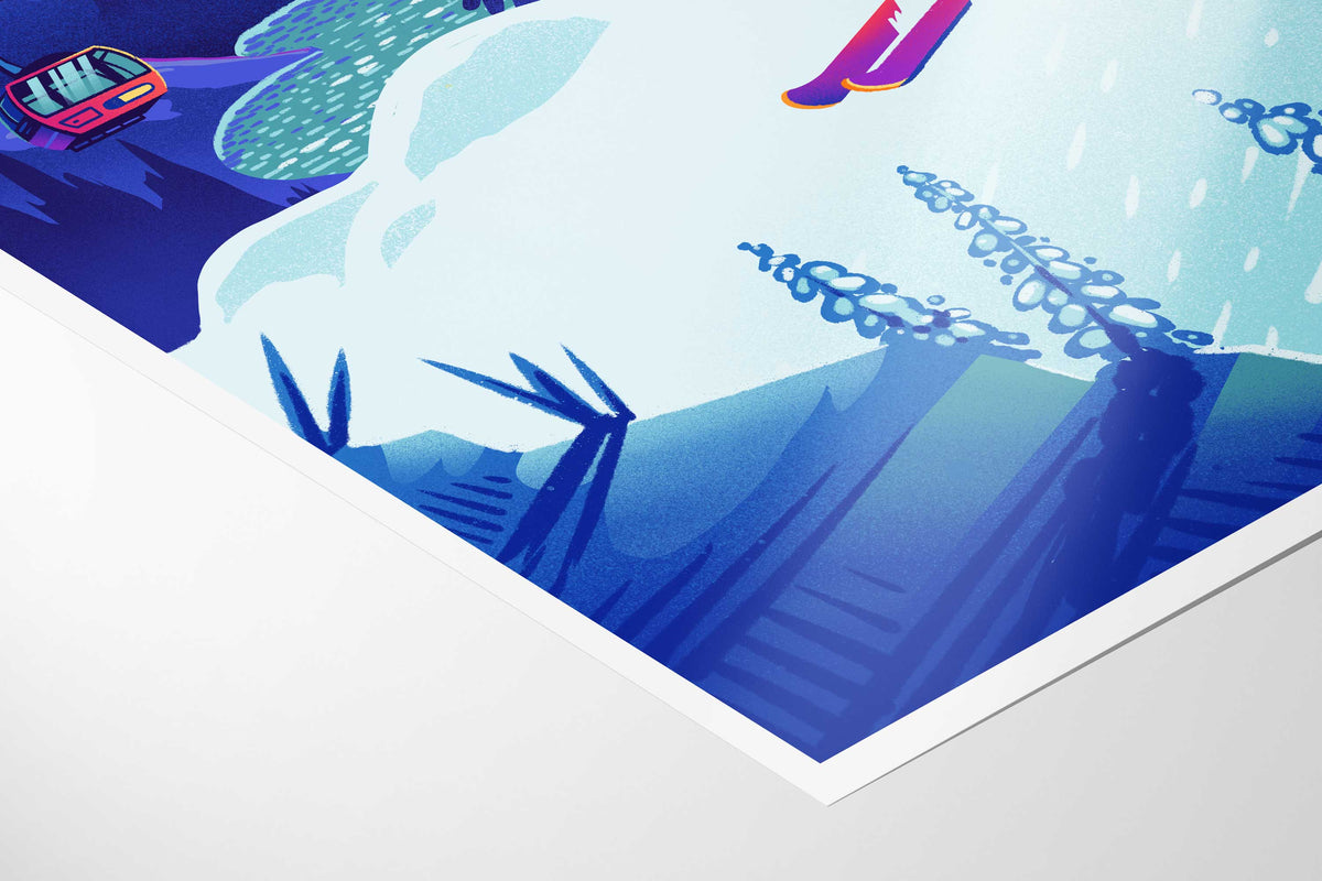 Whistler Skier Travel Art Print - TrailMaps