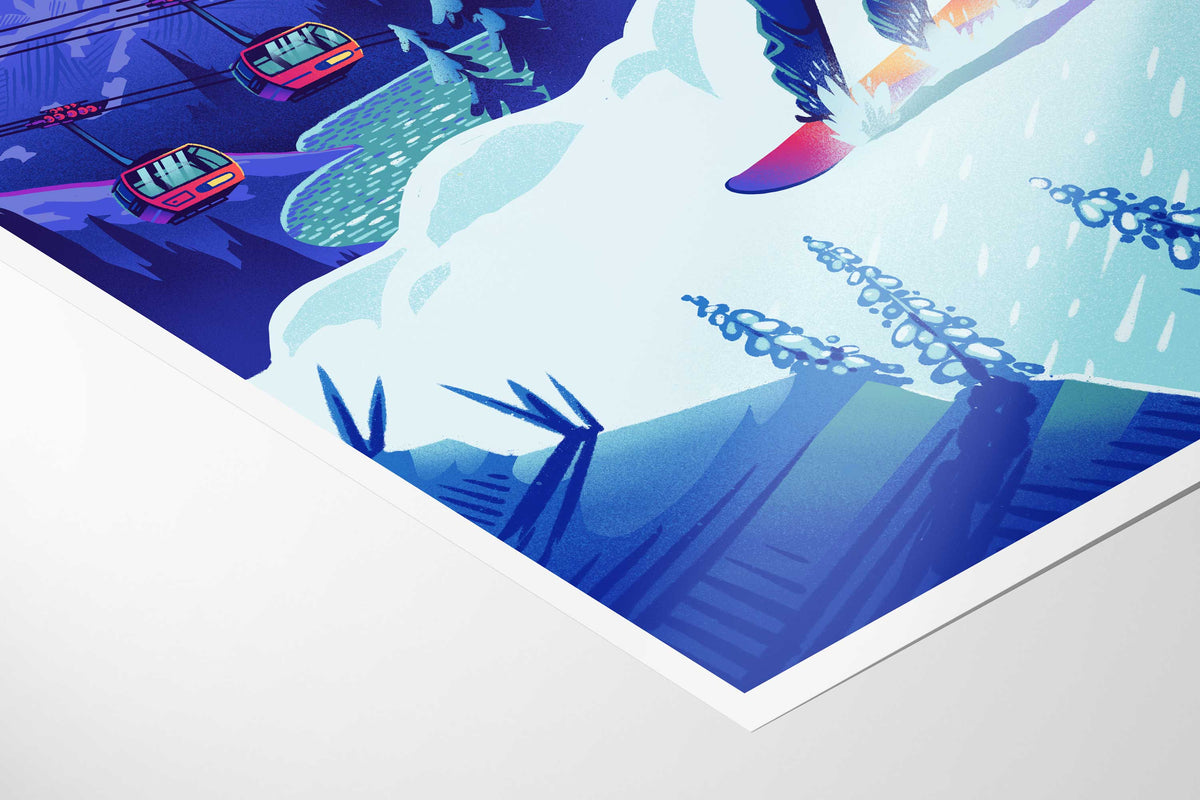 Whistler Snowboarder Travel Art Print - TrailMaps