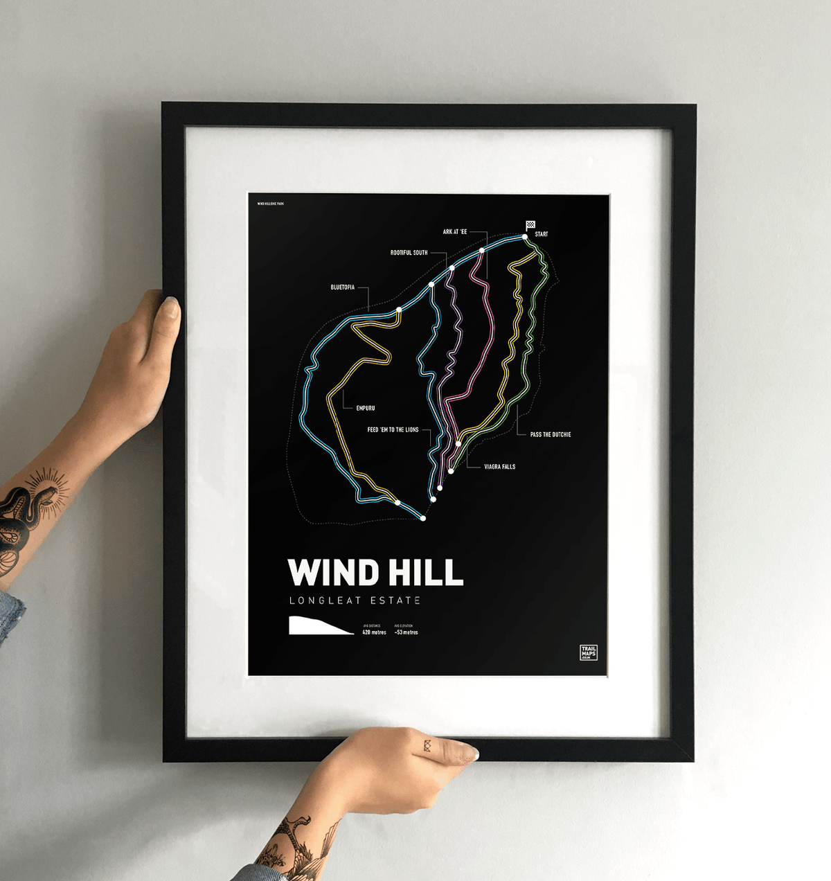 Wind Hill Bike Park Art Print - TrailMaps