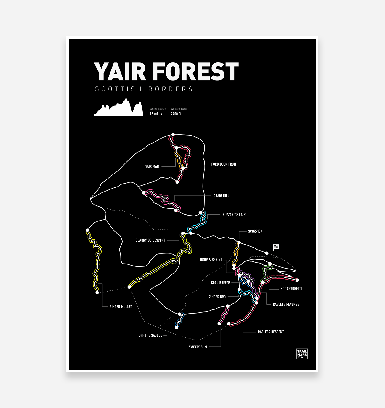 Yair Forest Art Print - TrailMaps.co.uk