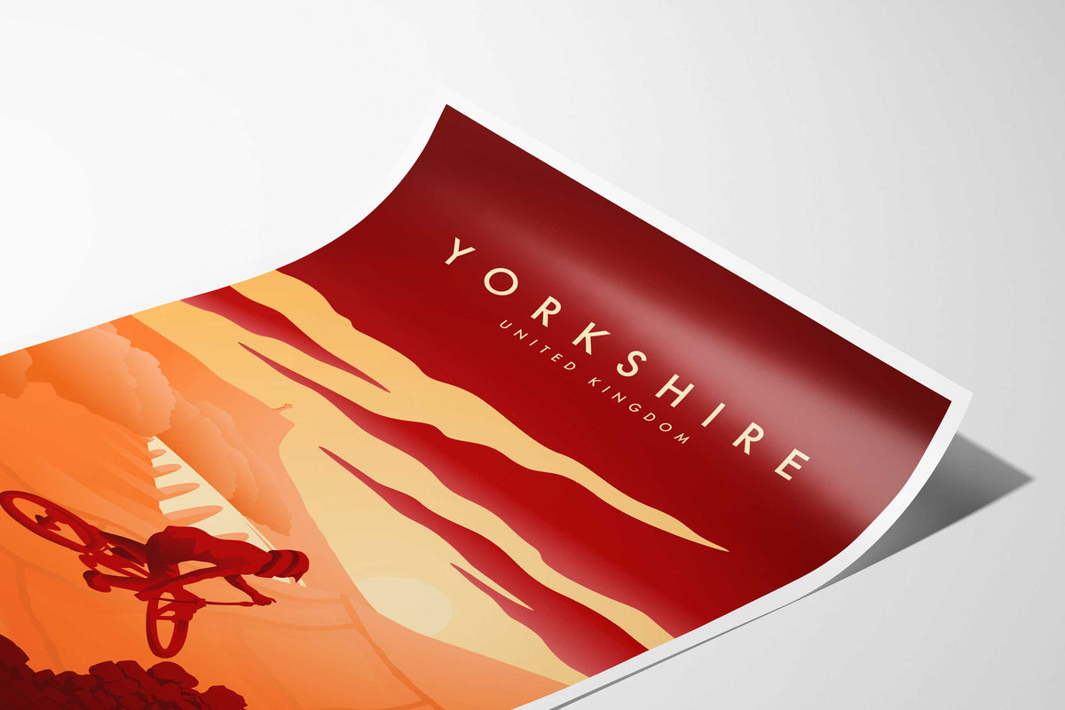 Yorkshire Mountain Biking Art Print - TrailMaps