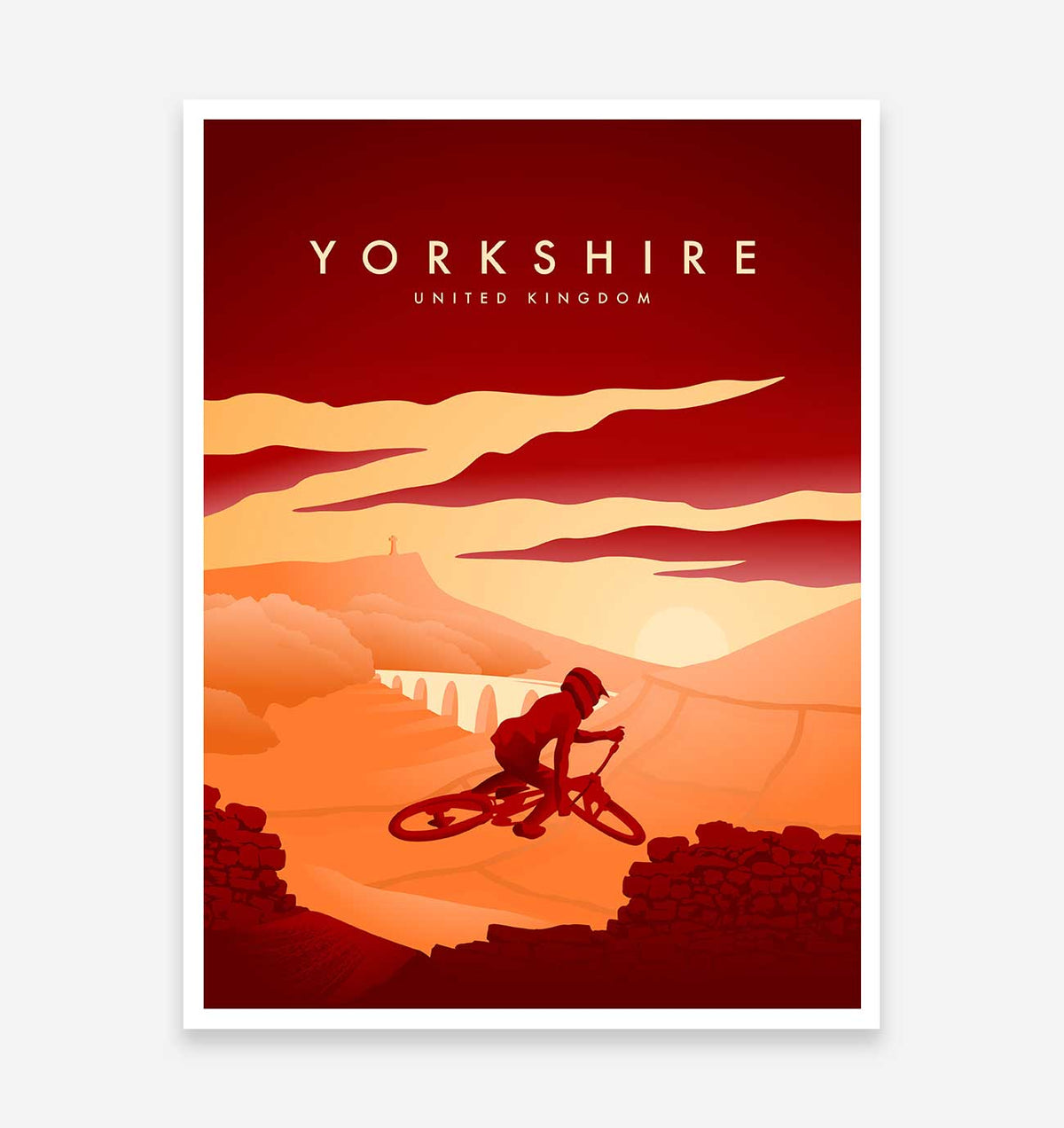 Yorkshire Mountain Biking Art Print - TrailMaps